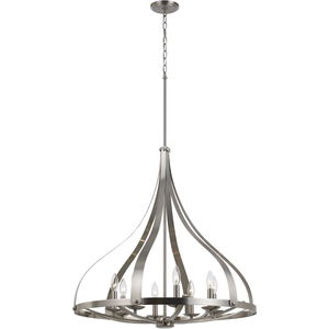 Meridian 8 Light 29 inch Brushed Steel Chandelier Ceiling Light