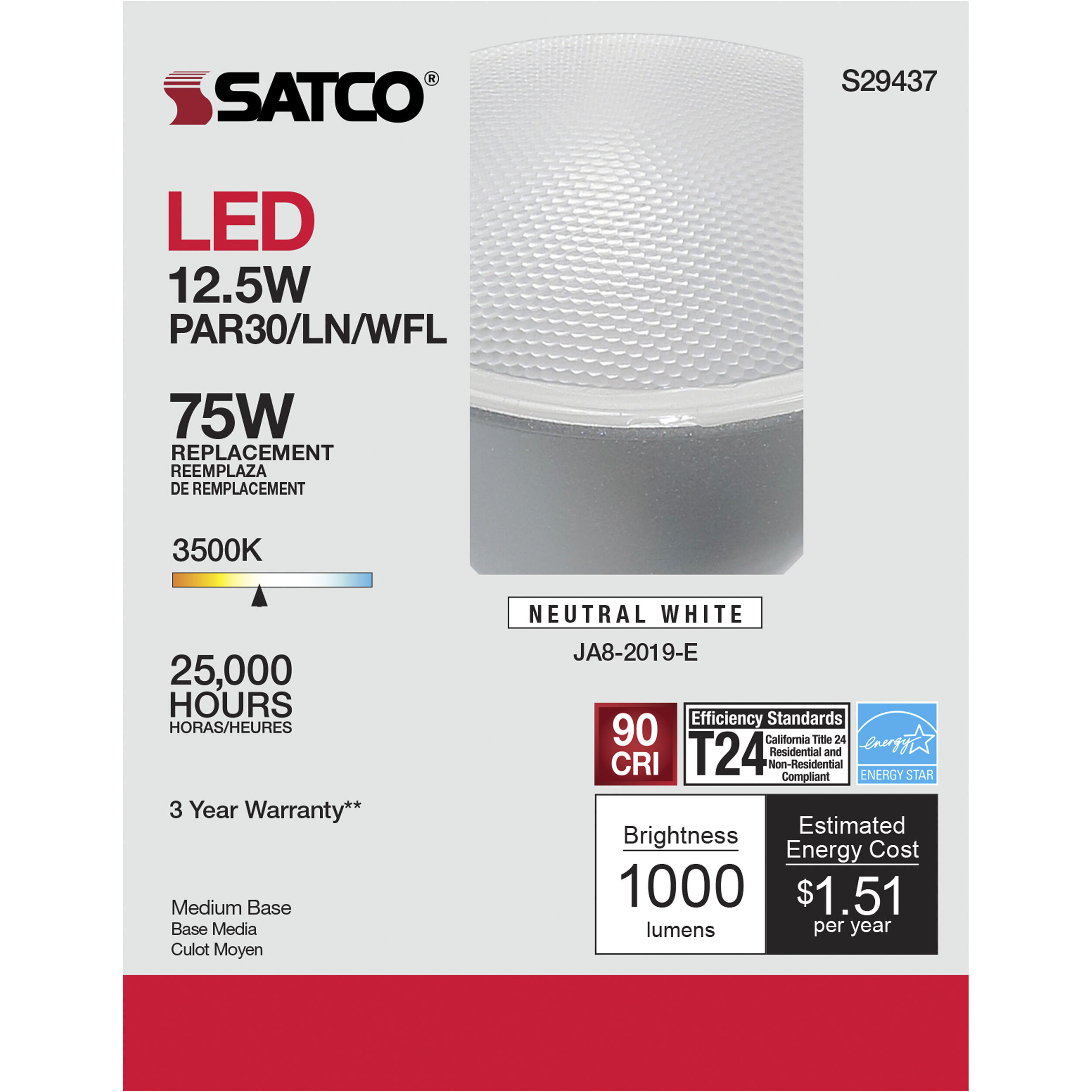 Lumos LED PAR30LN Medium 12.50 watt 120 3500K LED Bulb