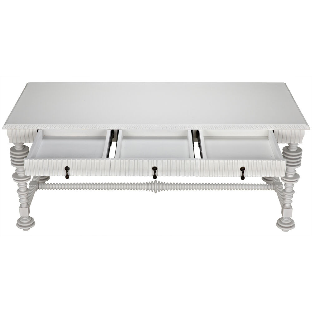 Portuguese 72 X 32 inch Solid White Desk