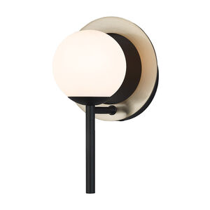 EVOLV LED 5.75 inch Matte Black with Brass Ring Wall Sconce Wall Light, Halo Family