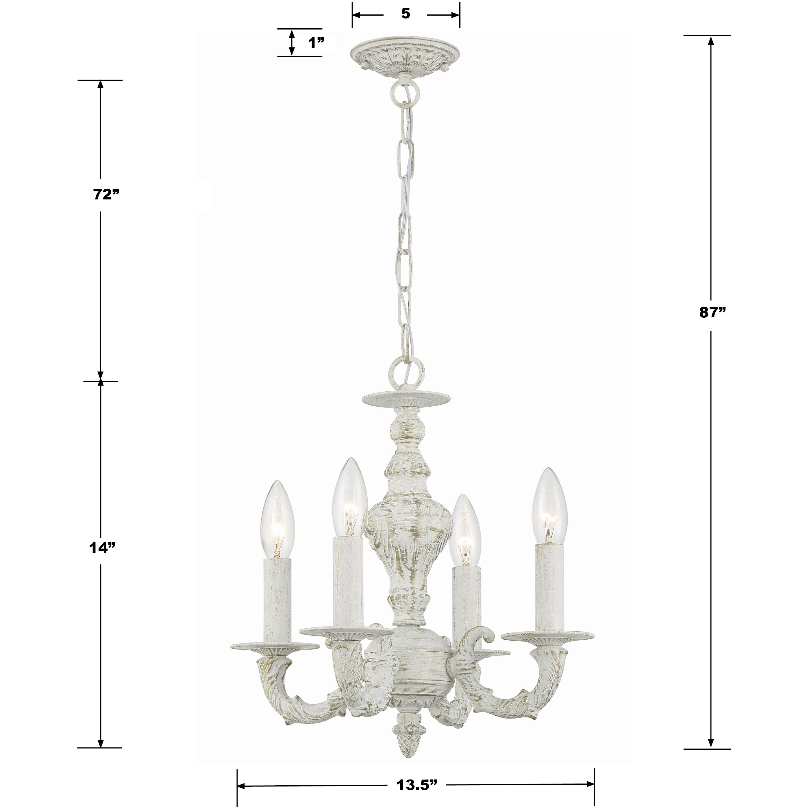 Paris Market 4 Light 13.5 inch Antique White Mini Chandelier Ceiling Light