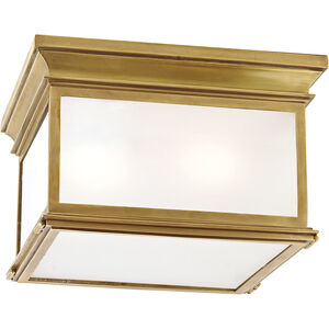 Chapman & Myers Club Flush Mount Ceiling Light in Antique-Burnished Brass, Frosted Glass, Large