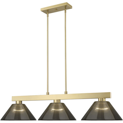 Cobalt 3 Light 49.75 inch Modern Gold Billiard Light Ceiling Light in Smoke Plastic