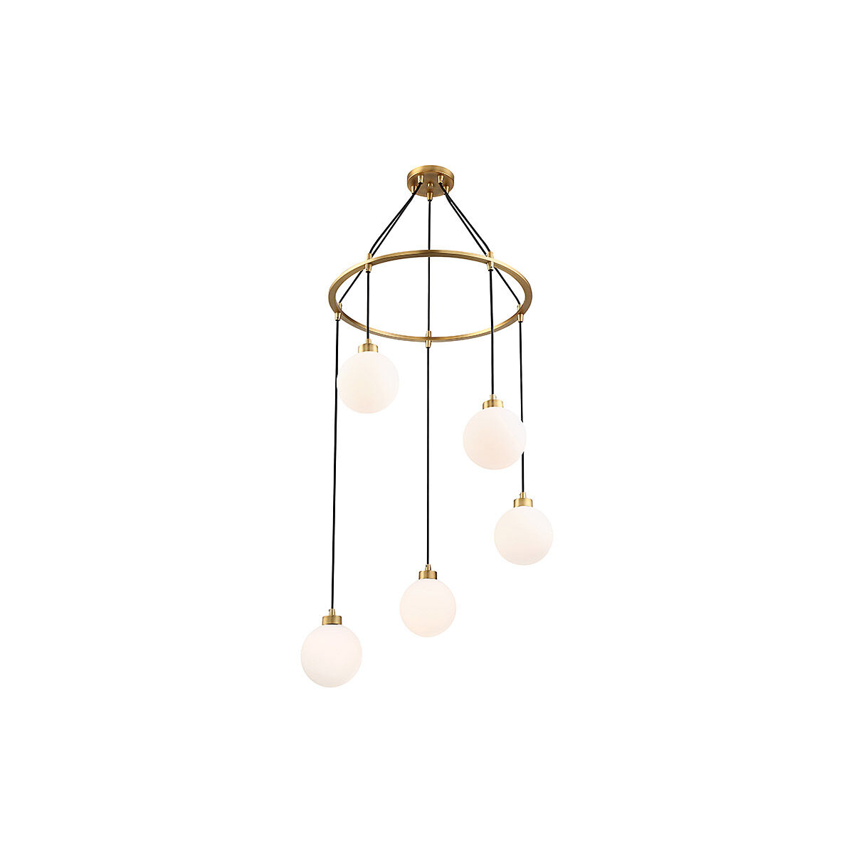 Mid-Century 5 Light 26 inch Natural Brass Pendant Ceiling Light