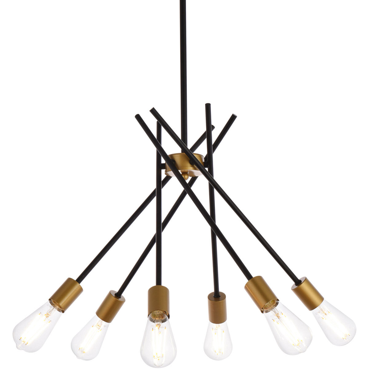 Lucca 6 Light 23 inch Black and Brass Pendant Ceiling Light