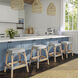 Robias Rectangular Rattan 24.5" Counter Stool in White and Navy Stripe