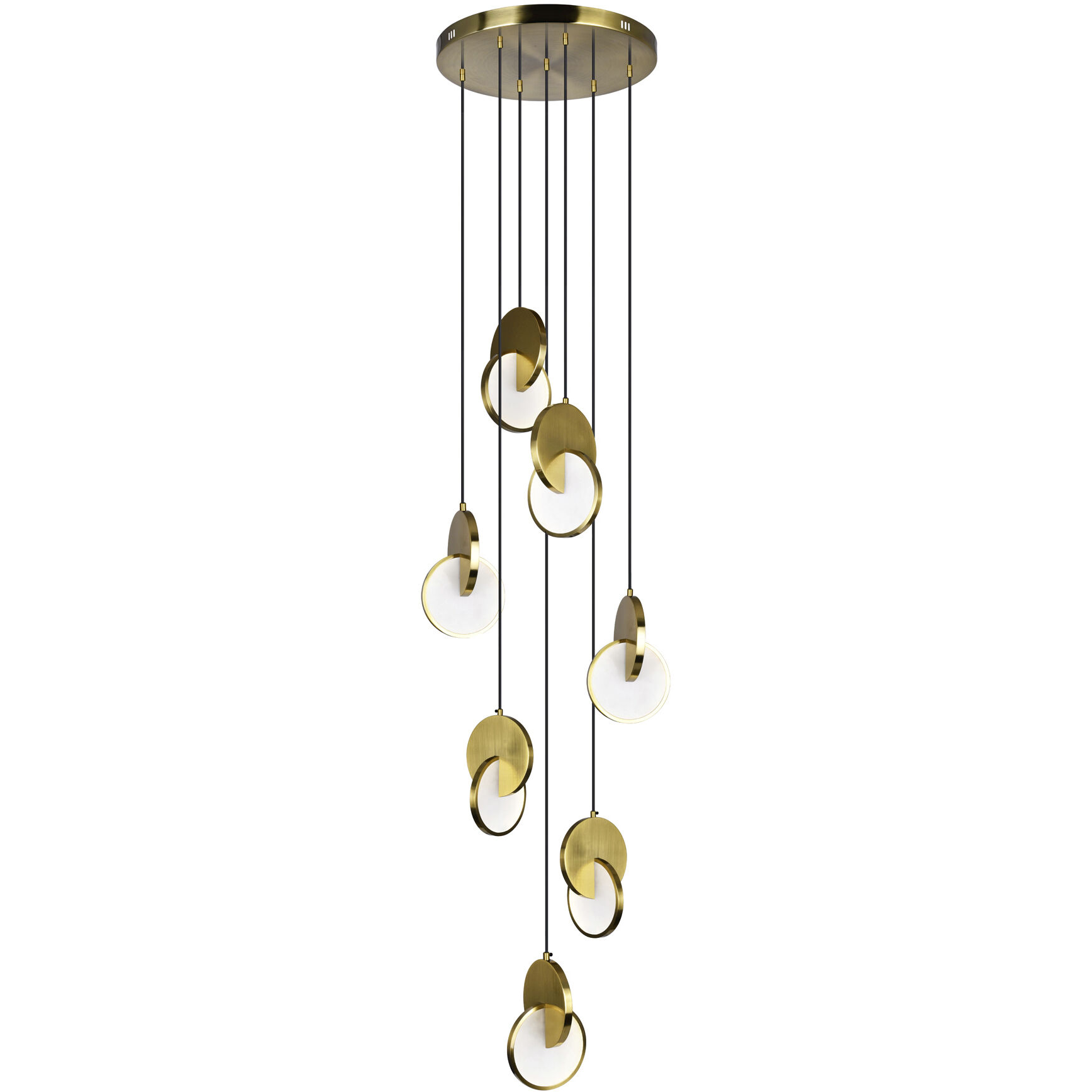 Tranche LED 24 inch Brushed Brass Multi Point Pendant Ceiling Light