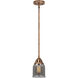 Nouveau 2 Bell 1 Light 5 inch Antique Copper Mini Pendant Ceiling Light in Bulb Not Included, Light Smoke Glass