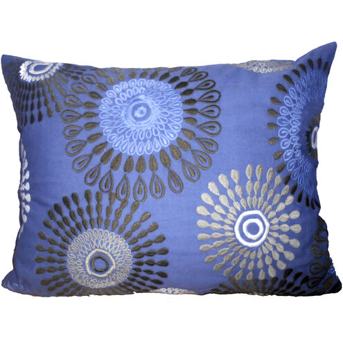 Embroidered 16 X 6.5 inch Blue and Brown Pillow