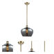 Ballston Large Fenton LED 11 inch Antique Brass Pendant Ceiling Light in Plated Smoke Glass, Ballston