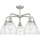 Bristol Glass 5 Light 25.5 inch Satin Nickel Chandelier Ceiling Light in Seedy
