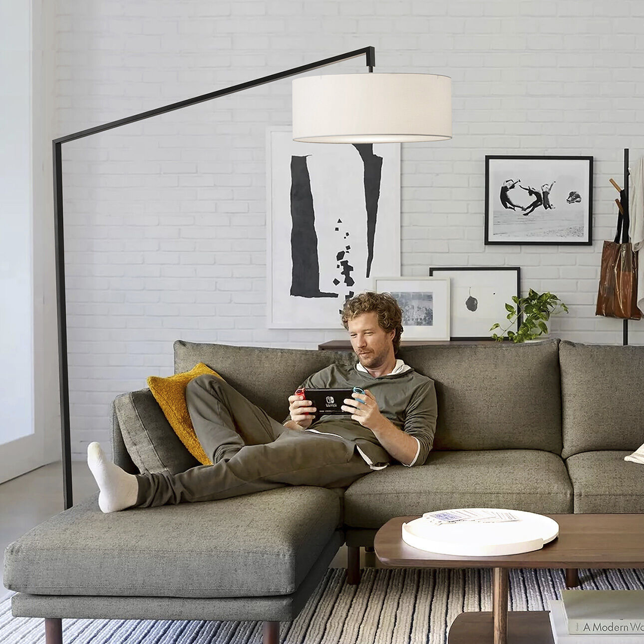 Stretch 87 inch 150.00 watt Matte Black Arc Floor Lamp Portable Light