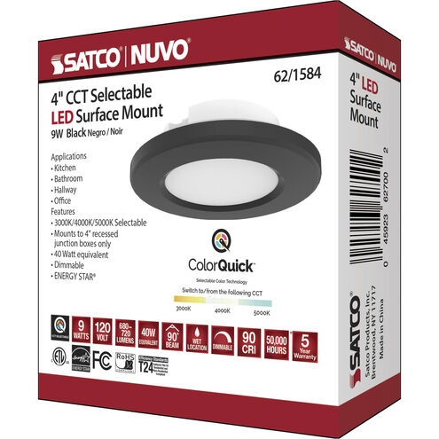 ColorQuick LED 5 inch Black Close-to-Ceiling Ceiling Light, Edge Lit