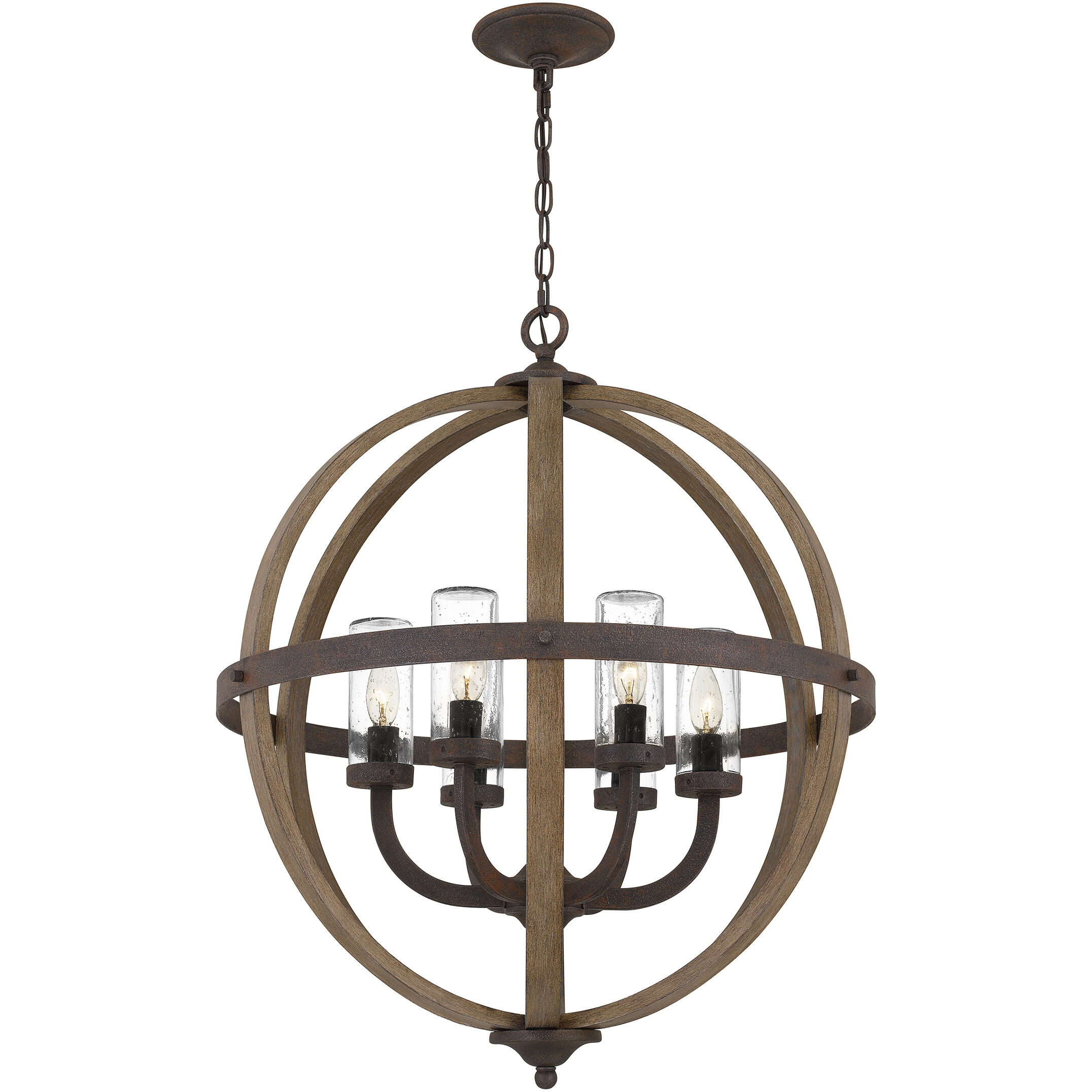 Fusion 6 Light 25 inch Rustic Black Pendant Ceiling Light