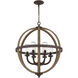 Fusion 6 Light 25 inch Rustic Black Pendant Ceiling Light