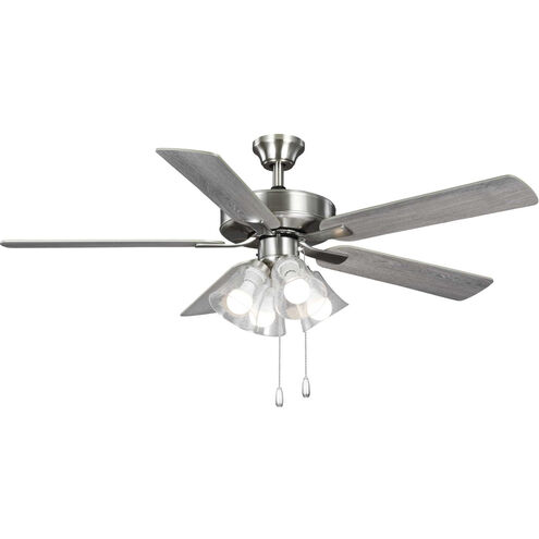 AirPro Builder 52 inch Brushed Nickel with Silver/Grey Weathered Wood Blades Ceiling Fan