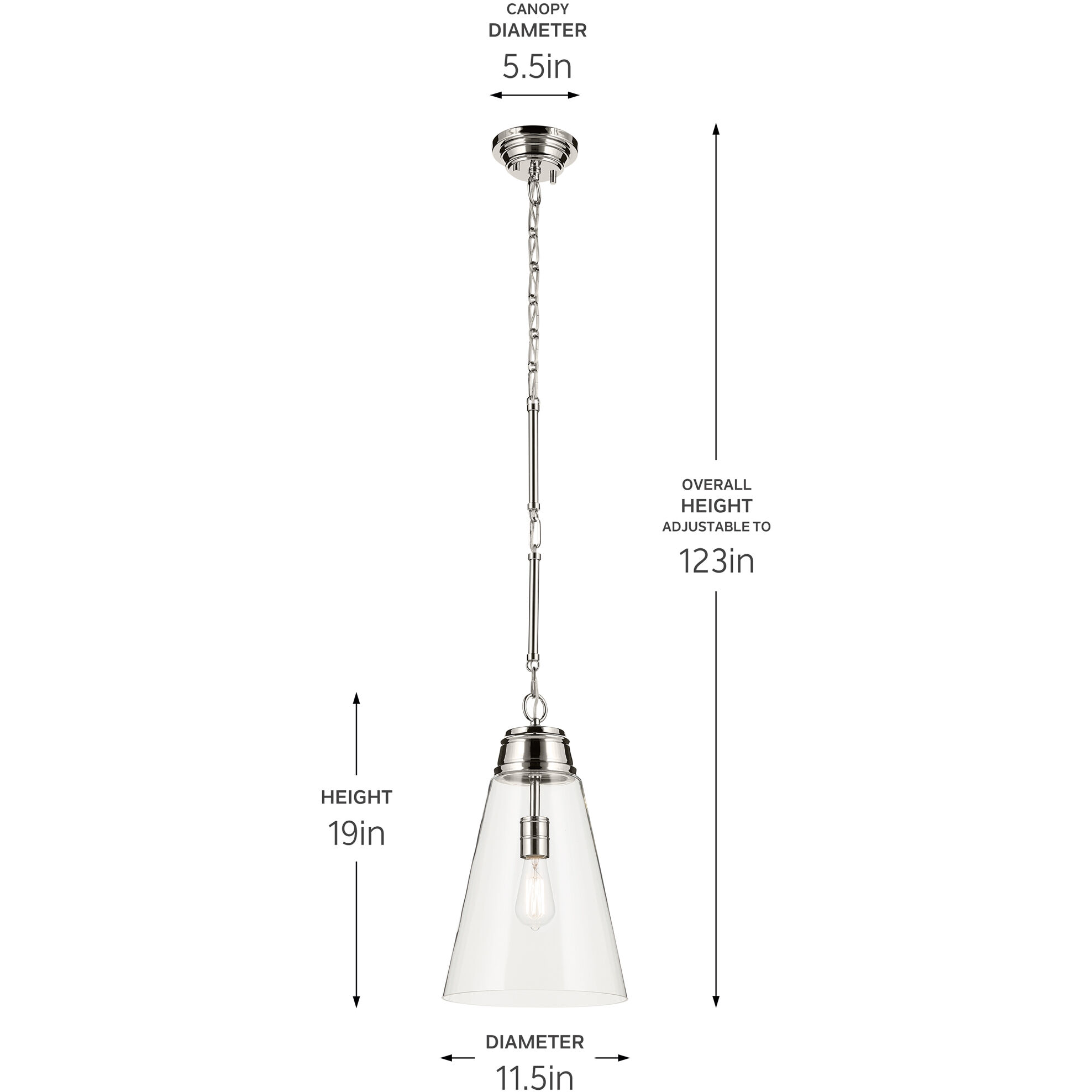 Marsailli 1 Light Polished Nickel Pendant Ceiling Light, Medium