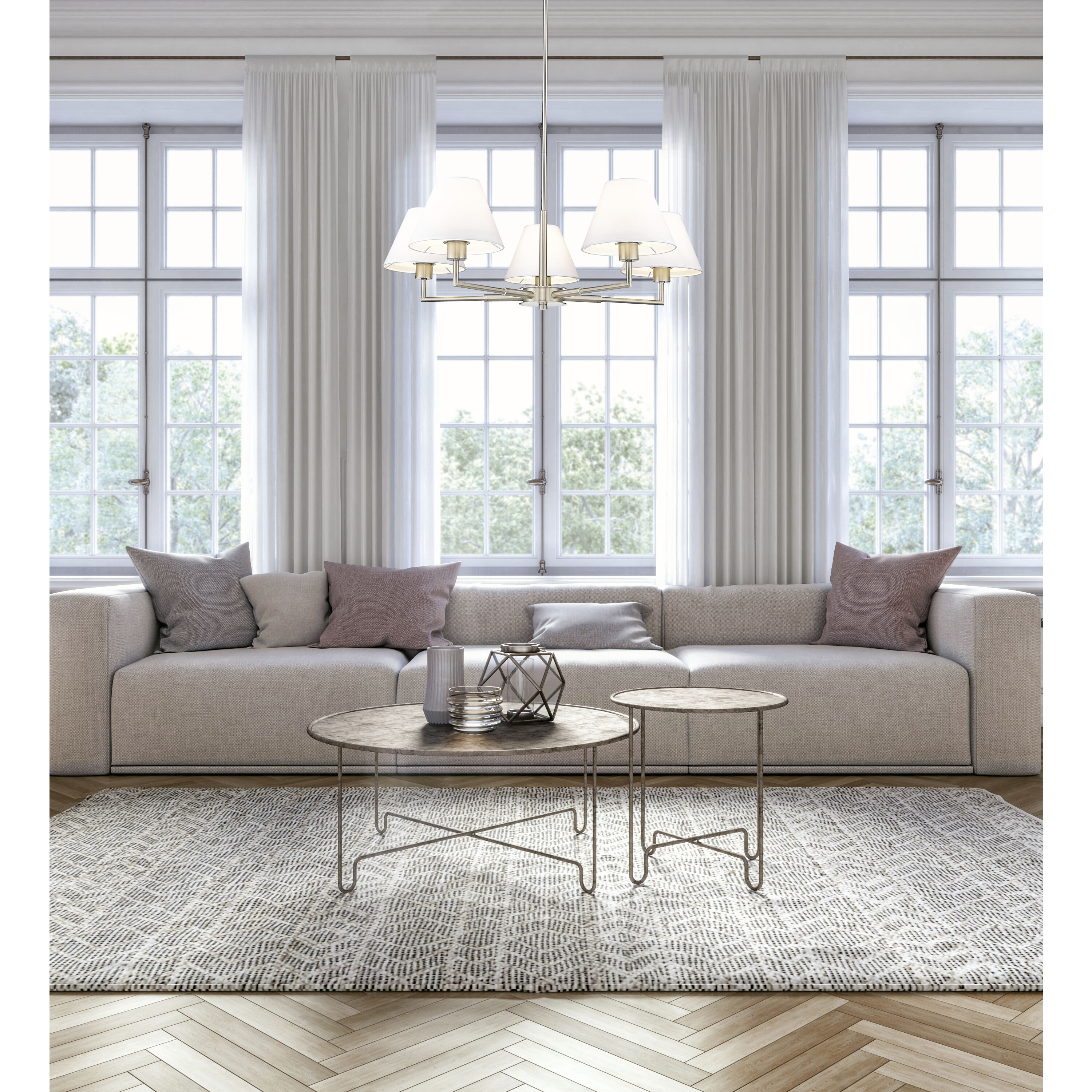 Leila 5 Light 34 inch Brushed Nickel Chandelier Ceiling Light