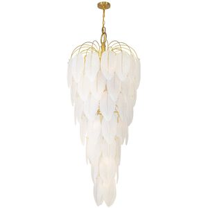 Alessia 21 Light 27.1 inch Brushed Brass and White Chandelier Ceiling Light