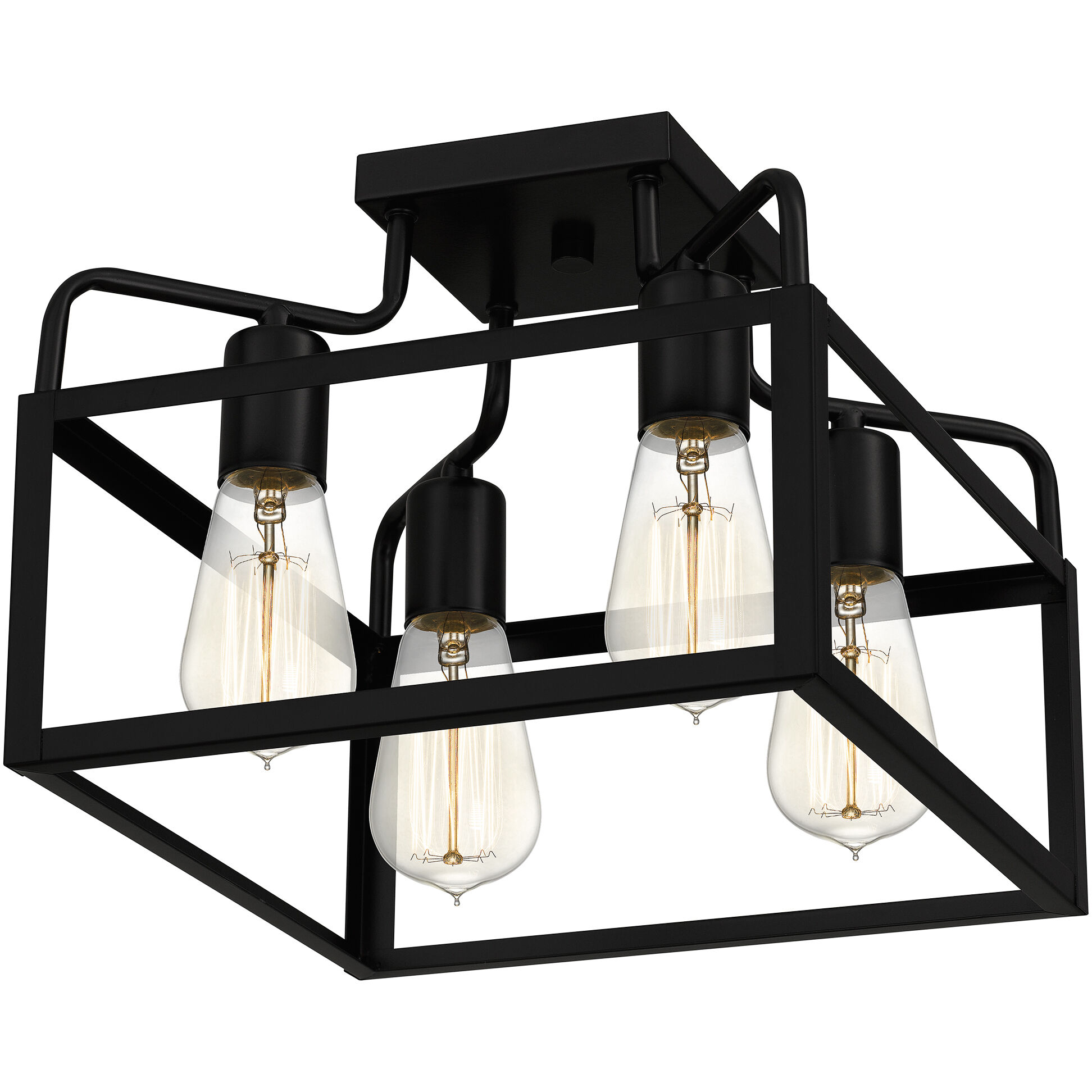 Paulsen 4 Light 12 inch Matte Black Semi-Flush Mount Ceiling Light