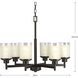 Alexa 6 Light 25 inch Antique Bronze Chandelier Ceiling Light in Etched Umber Linen with Clear Top