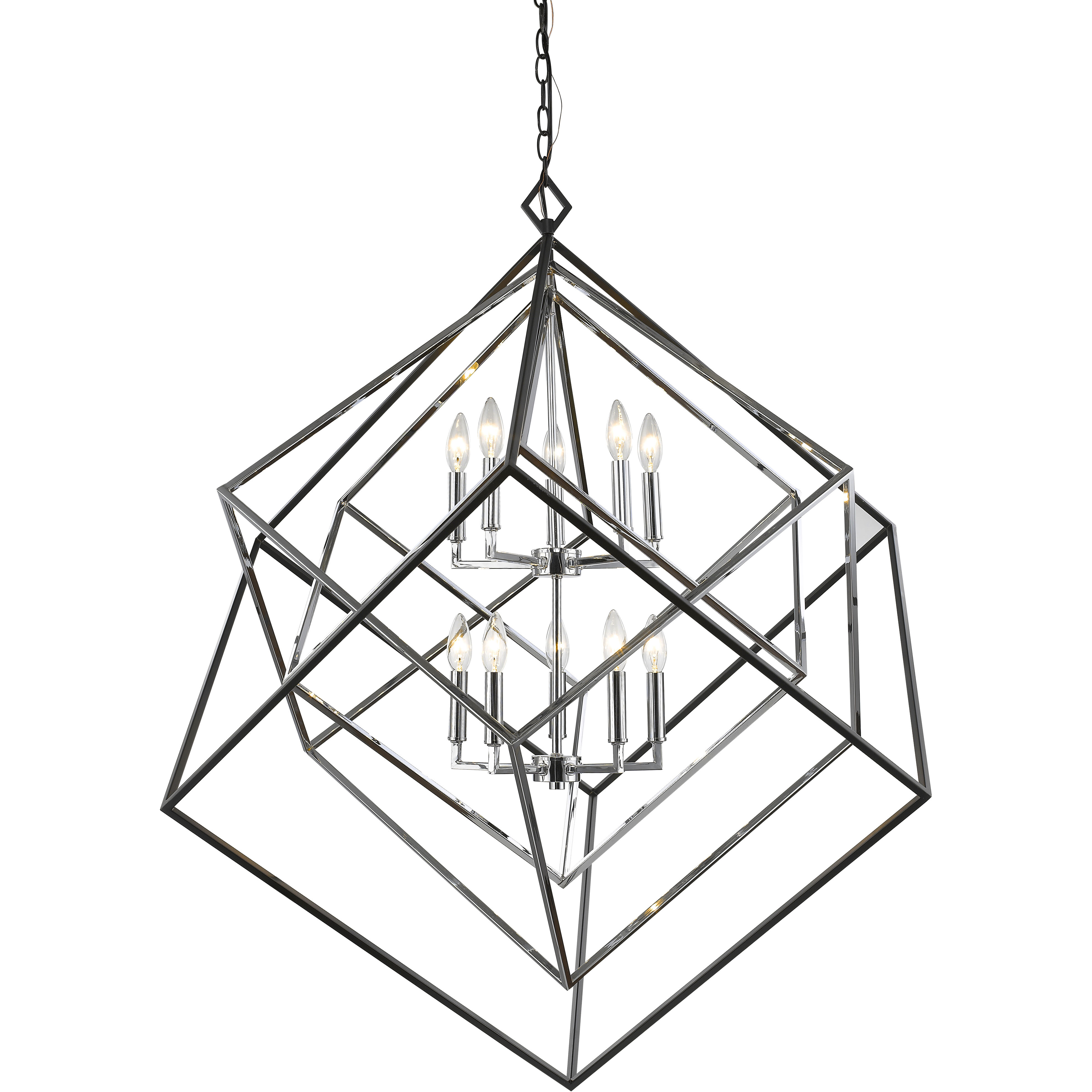 Euclid 10 Light 41.5 inch Chrome and Matte Black Chandelier Ceiling Light
