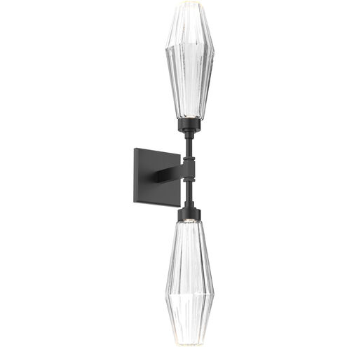 Aalto LED 4.5 inch Matte Black Indoor Sconce Wall Light in 3000K LED, Optic Rib Clear, Double