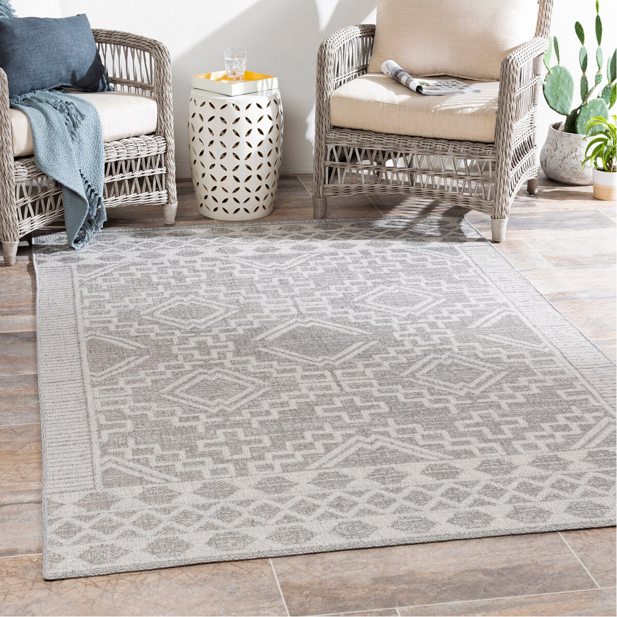 Veranda 108 X 79 inch Taupe/Ivory Rugs, Rectangle