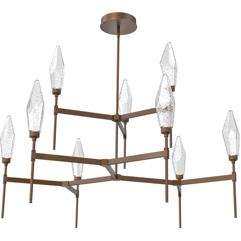 Rock Crystal LED Flat Bronze Chandelier Ceiling Light, Round Belvedere