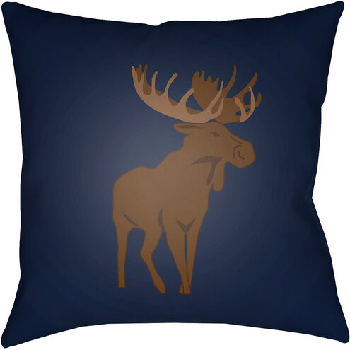 Moose 20 X 20 inch Blue and Brown Outdoor Throw Pillow