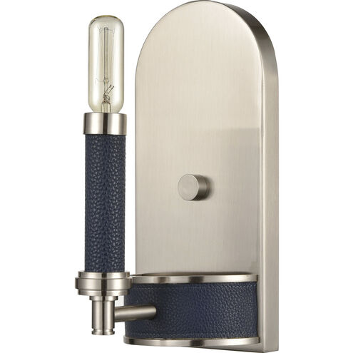 Avenue 1 Light 5 inch Satin Nickel with Blue Sconce Wall Light