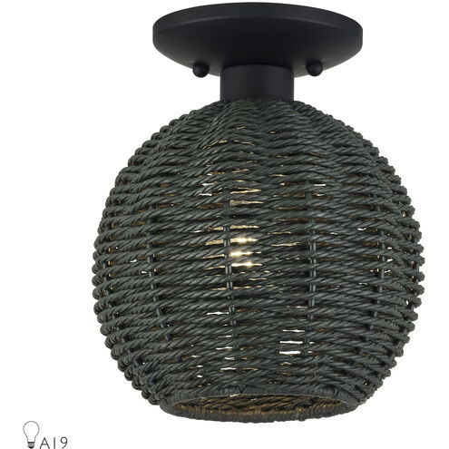 Deluna 1 Light 8 inch Black Semi Flush Mount Ceiling Light, Small