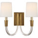 Thomas O'Brien Vivian 2 Light 13.5 inch Hand-Rubbed Antique Brass Double Sconce Wall Light in Linen