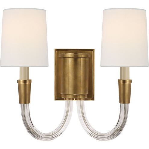 Thomas O'Brien Vivian 2 Light 13.5 inch Hand-Rubbed Antique Brass Double Sconce Wall Light in Linen