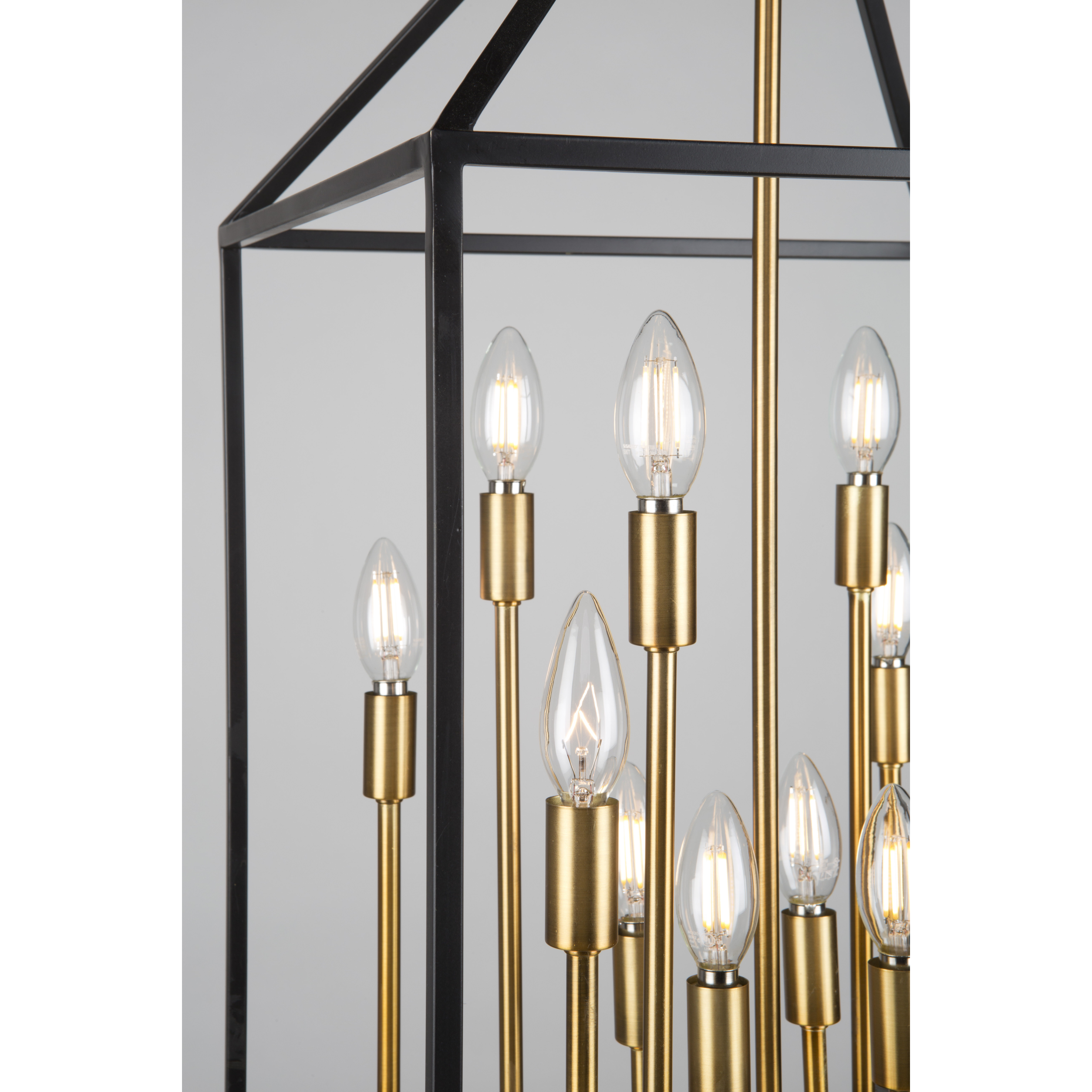 Twilight 12 Light 16 inch Matte Black and Harvest Brass Up Chandelier Ceiling Light