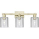 Arcadia Cobbleskill 3 Light 24 inch Antique Brass Bath Vanity Light Wall Light in Clear