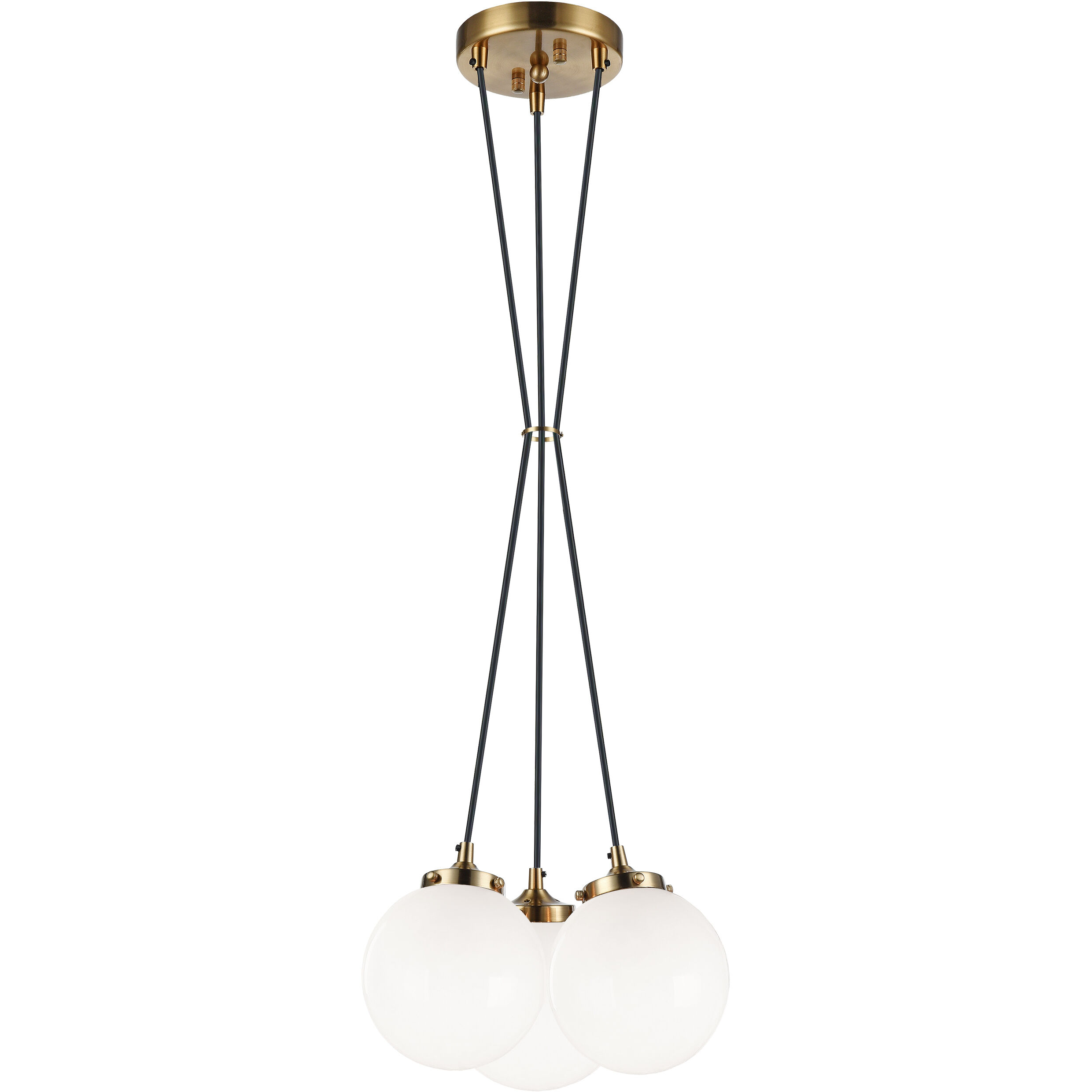 The Bougie 3 Light 12.75 inch Aged Gold Brass Pendant Ceiling Light in Aged Gold Brass and Opal Glass