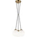 The Bougie 3 Light 12.75 inch Aged Gold Brass Pendant Ceiling Light in Aged Gold Brass and Opal Glass