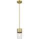 Bolivar 1 Light 4 inch Brushed Brass Pendant Ceiling Light in Clear Glass