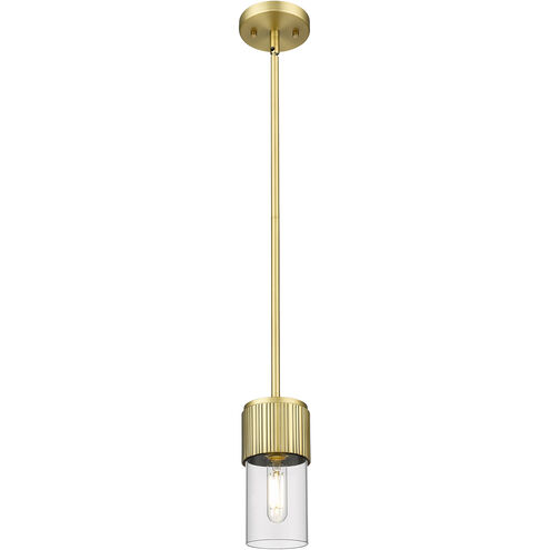 Bolivar 1 Light 4 inch Brushed Brass Pendant Ceiling Light in Clear Glass