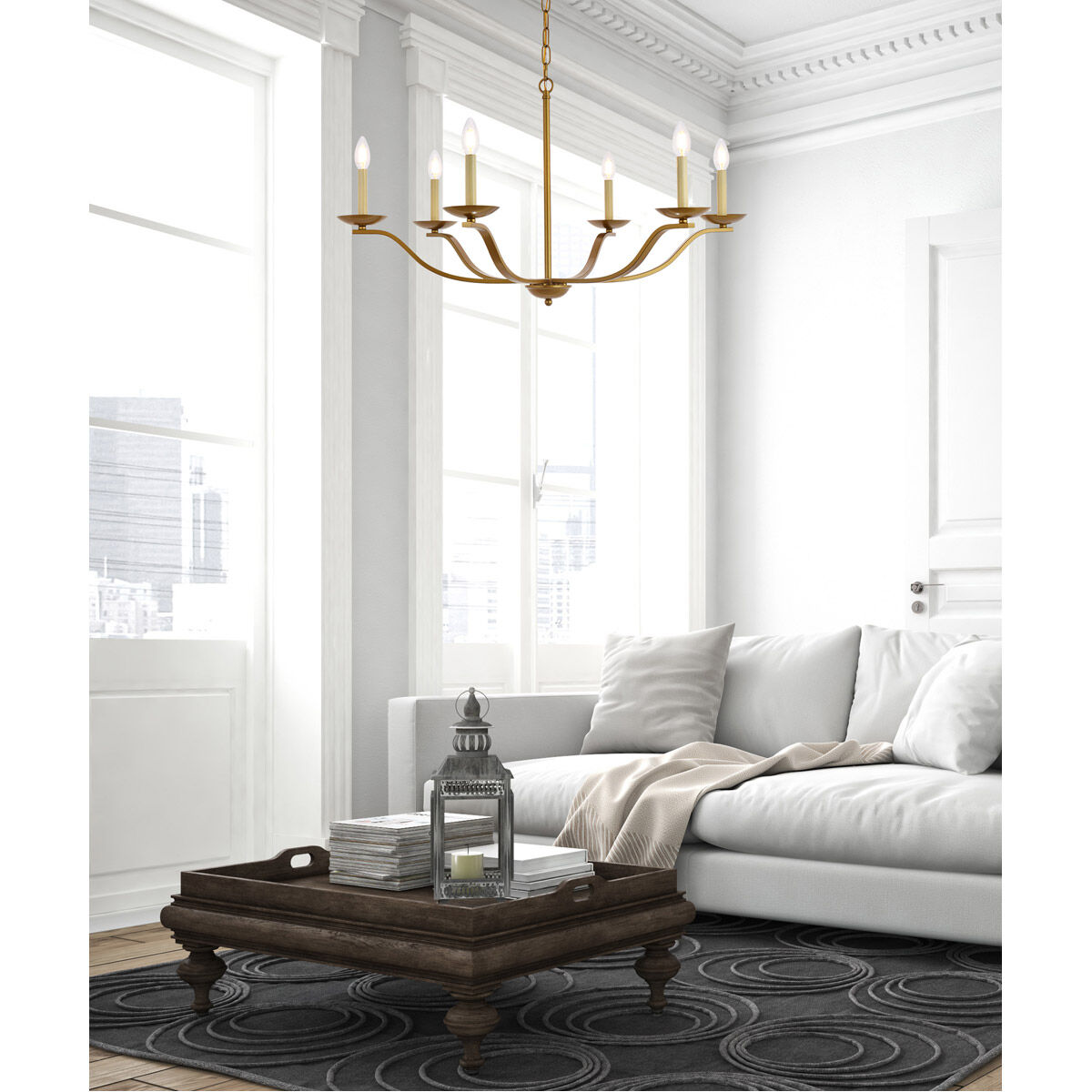 Trey 6 Light 36 inch Brass Pendant Ceiling Light
