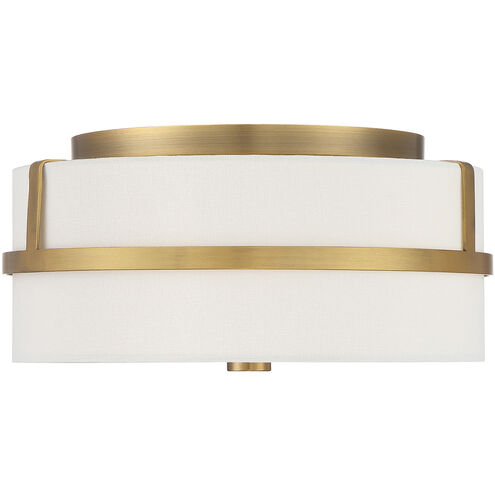 Contemporary 2 Light 13 inch Natural Brass Flush Mount Ceiling Light