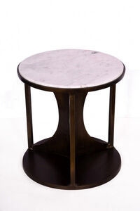 MZ Series Marble Side Table, Black Frame
