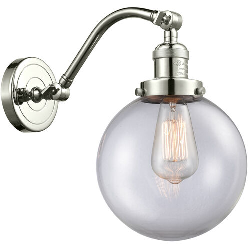 Franklin Restoration Large Beacon 1 Light 8 inch Polished Nickel Sconce Wall Light in Clear Glass, Franklin Restoration