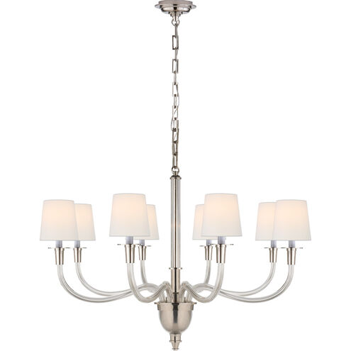 Thomas O'Brien Vivian 8 Light 36 inch Polished Nickel One-Tier Chandelier Ceiling Light in Linen, Large