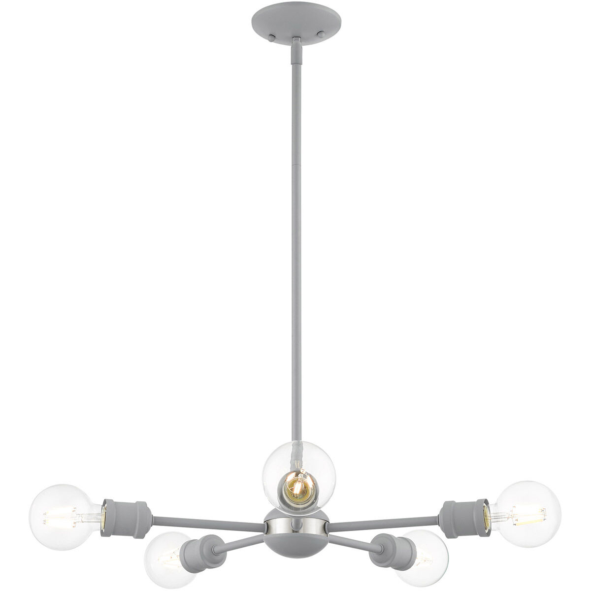 Lansdale 5 Light 19 inch Nordic Gray with Brushed Nickel Accents Chandelier Ceiling Light