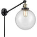 X-Large Beacon 18 inch 3.5 watt Black Antique Brass Swing Arm Wall Light in Seedy Glass, Franklin Restoration