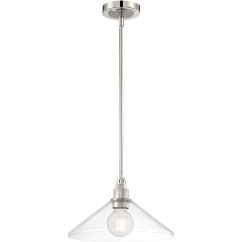 Charis 1 Light 12.5 inch Polished Nickel with Brushed Nickel and Clear Pendant Ceiling Light