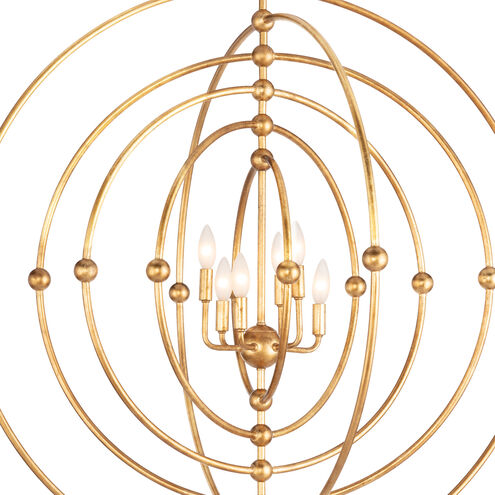 Southern Living Selena 6 Light 39 inch Antique Gold Leaf Chandelier Ceiling Light, Sphere