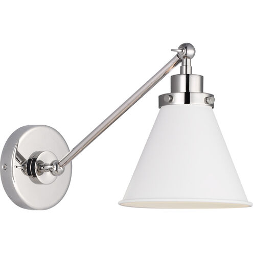 C&M by Chapman & Myers Wellfleet 15.88 inch 75 watt Matte White and Polished Nickel Task Sconce Wall Light in Matte White / Polished Nickel